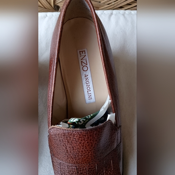 Vintage Enzo Angiolini Brown Women's Leather Loafer Heels_10 - Picture 3 of 8